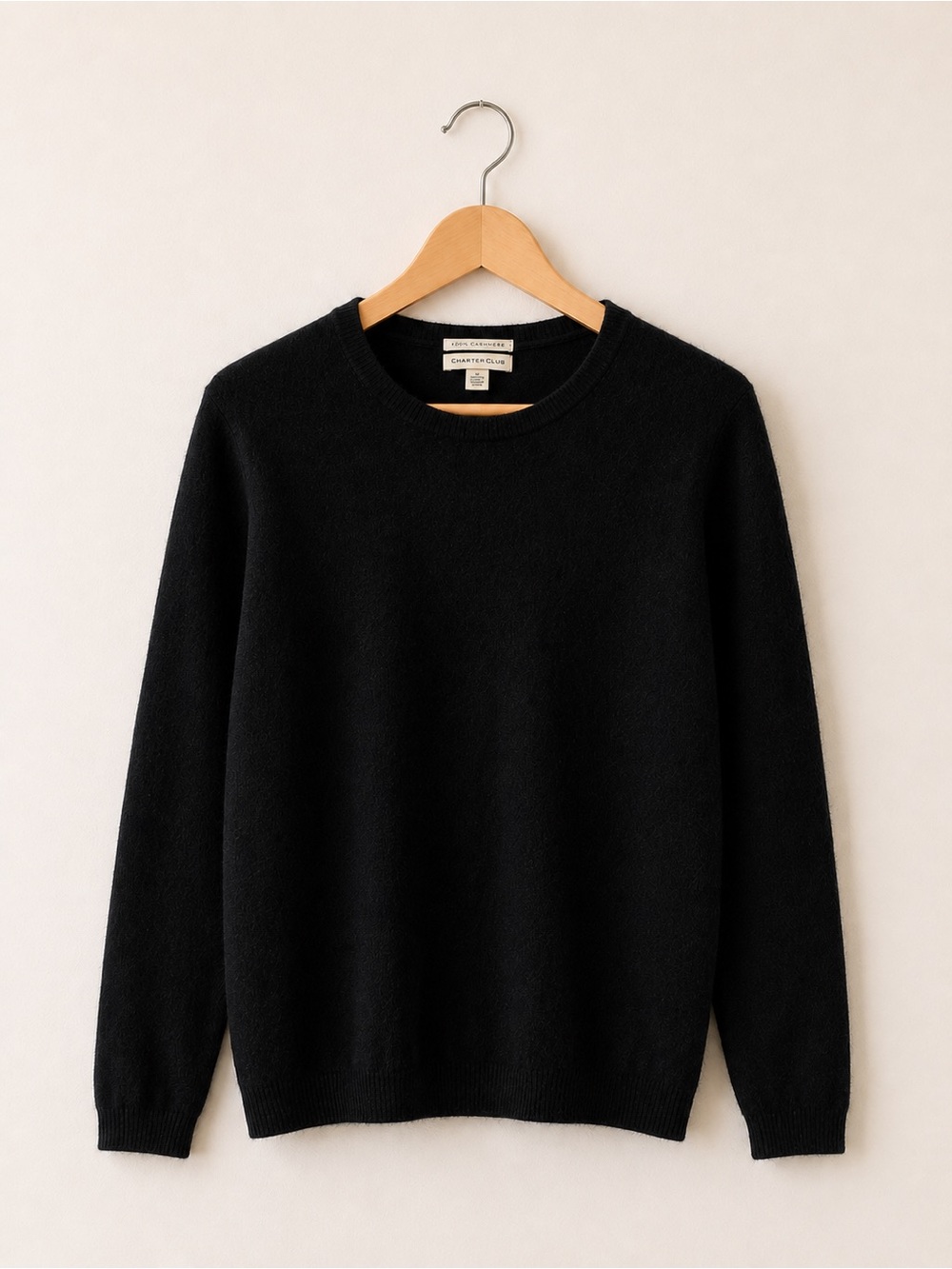 Charter Club Black Cashmere Sweater 2-Ply Cashmere Size Medium